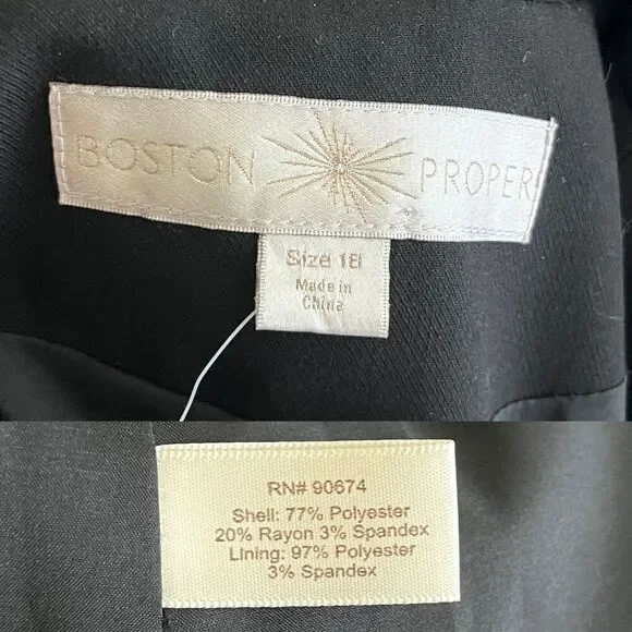 Boston Proper Women's Size 18 Jet Black Beyond Travel Classic Boyfriend Blazer - Picture 5 of 14
